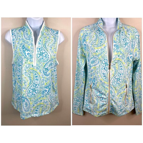 Sigrid Olsen Golf Tennis Pickleball 2 PC Top Full Zip Jacket Size M Country Club - Picture 1 of 16